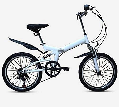 Folding Bike : Folding Bike for Adults Men and Women 6 Speed Lightweight Mini Folding Bike, Portable Carbike Permanent Folding Bike(white)