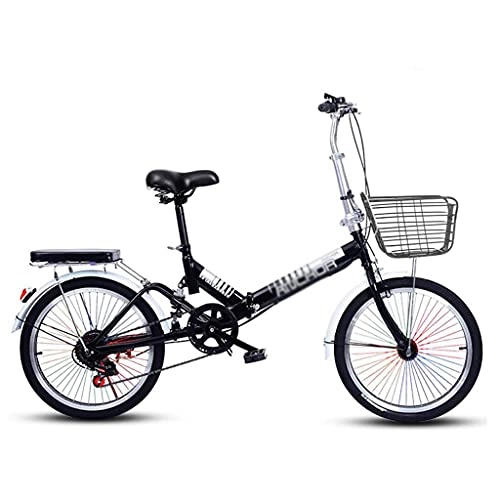 Folding Bike : Folding Bike for Adults, Women, Men, 7 Speed Steel Easy Folding Bicycle 20-inch Wheels(Color:Black)