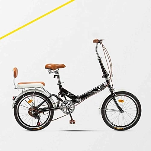 Folding Bike : Folding Bike for Adults, Women, Men, Rear Carry Rack, Front and Rear Fenders, 6 Speed Aluminum Easy Folding City Bicycle 20-inch Wheels Disc Brake
