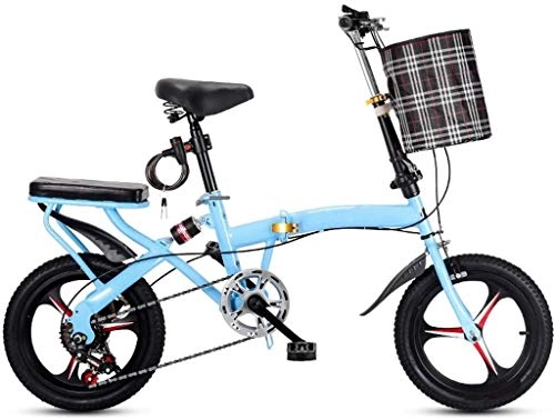Folding Bike : Folding Bike Mountain Bicycle 16in Adult Student Outdoors Sport Cycling High Carbon Steel Ultra-light Portable Foldable Bike for Men Women Lightweight Folding Casual Damping Bicycle ( Color : Blue )