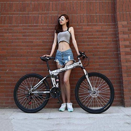 Folding Bike : Folding Bike, Mountain Bicycle, Hard Tail Bike, 26In*17In / 24In*17In Bike, 21 Speed Bicycle, Full Suspension MTB Bikes 7-10, 24 inches fengong (Color : 24 Inches)