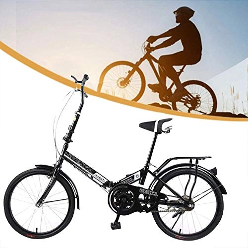 Folding Bike : Folding Bikes, 20 Inch Mini Small Portable Student Comfort Bike for Men Women Lightweight Folding Casual Bicycle, Shockabsorption with Seat Bicycle, Black
