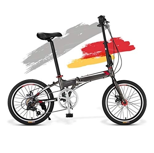 Folding Bike : Folding Bikes, 20 Inch Wheels 7 Speed ​​Gears Dual Disc Brakes Mountain Bicycle for Women and Men, Lightweight Aluminum Frame Urban Commuters for Adult Teens