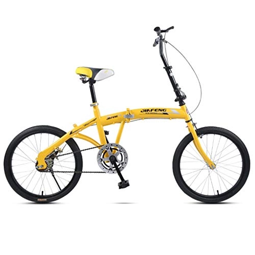Folding Bike : Folding Bikes Adult Folding Bicycle Ultra Light Portable Bicycle Male And Female Students Bicycle Fast Folding Commuter 20 Inch Bicycle (Color : Yellow, Size : 155 * 30 * 94cm)