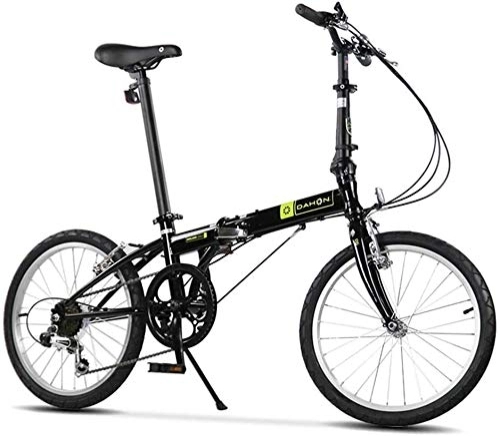 Folding Bike : Folding Bikes, Adults 20" 6 Speed Variable Speed Foldable Bicycle, Adjustable Seat, Lightweight Portable Folding City Bike Bicycle, (Color : Black)