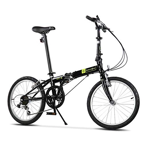 Folding Bike : Folding Bikes, Adults 20" 6 Speed Variable Speed Foldable Bicycle, Adjustable Seat, Lightweight Portable Folding City Bike Bicycle, White FDWFN (Color : Black)