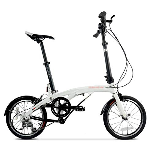 Folding Bike : Folding Bikes Aluminum Alloy Shift Men's And Women's Bicycle 16-inch Wheel Variable Speed Freestyle (Color : White, Size : 16 inch)