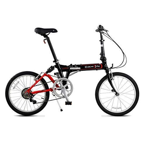 Folding Bike : Folding Bikes Bicycle Aluminum Folding Bicycle Ultra Light Shift Adult Men And Women Bicycle Shock Absorber Bicycle, 7-speed Shift (Color : Black, Size : 115 * 27 * 59cm)