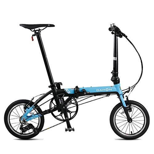 Folding Bike : Folding Bikes Bicycle Foldable Bicycle Road Bike Mini Bike Mountain Bike Variable Speed Bike 14 inches load bearing 85kg (Color : Blue, Size : 119 * 60 * 91cm)