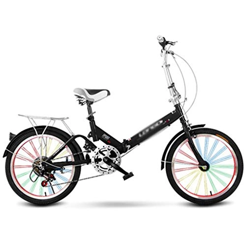 Folding Bike : Folding Bikes Bicycle Foldable Bicycle Road Bike Mini Bike Mountain Bike Variable Speed Bike Shock Absorption Bike 20 inches (Color : Black, Size : 115 * 60 * 114cm)