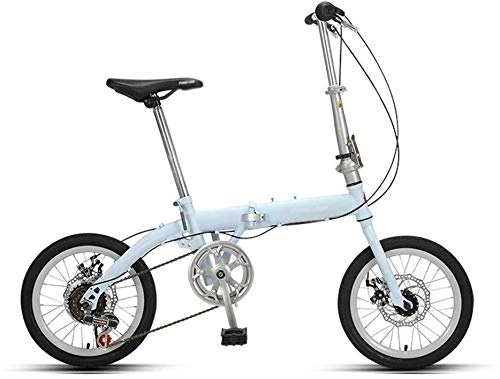 Folding Bike : Folding Bikes Bicycle Foldable Bicycle Ultra-light Portable Small 16-inch Bicycle For Men And Womenv (Color: Blue, Size: 125 * 86cm)