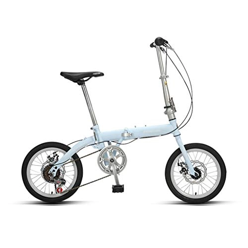 Folding Bike : Folding Bikes Bicycle Foldable Bicycle Ultra-light Portable Small 16-inch Bicycle For Men And Womenv (Color : Blue, Size : 125 * 86cm)