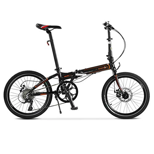 Folding Bike : Folding Bikes Bicycle Folding Bicycle Aluminum Alloy Unisex 20 Inch Wheel Set Ultra Light Speed Bicycle (Color : Black, Size : 150 * 30 * 108cm)