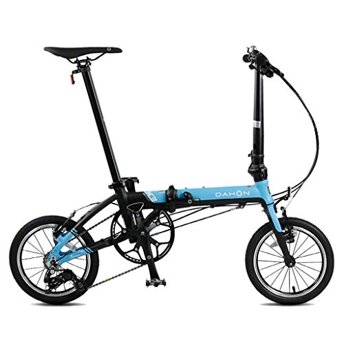 Folding Bike : Folding Bikes Bicycle Folding Bicycle Unisex 14 Inch Small Wheel Bicycle Portable 3 Speed Bicycle (Color : G, Size : 120 * 34 * 91cm)