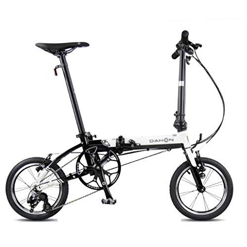 Folding Bike : Folding Bikes Bicycle Folding Bicycle Unisex 14 Inch Small Wheel Bicycle Portable 3 Speed Bicycle (Color : White, Size : 120 * 34 * 91cm)