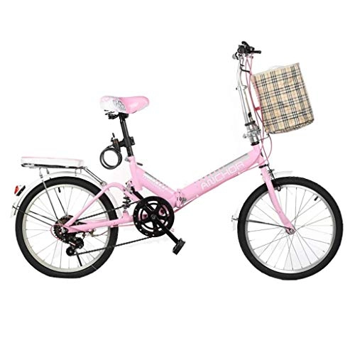 Folding Bike : Folding Bikes Bicycle Folding Bicycle Unisex 20 Inch Shifting Sports Portable Bicycle (Color : Pink, Size : 150 * 50 * 100cm)