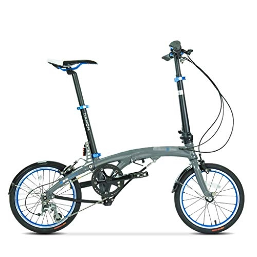 Folding Bike : Folding Bikes Bicycle Freestyle Boys And Girls Bike Variable Speed Classic 16-inch Wheels (Color : Gray, Size : 16 inch)