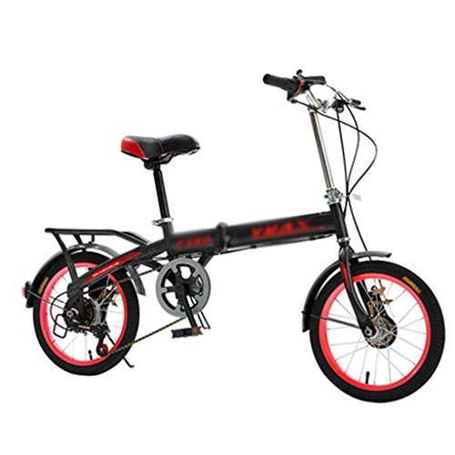 Folding Bike : Folding Bikes Bicycle Mountain Bike Folding Bicycle Variable Speed ​​Bicycle Student Children's Bicycle Variable Speed ​​6 16" (Color : Black, Size : 135 * 60 * 90cm)
