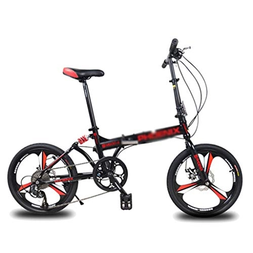 Folding Bike : Folding Bikes Bicycle portable shock absorber recreational vehicle male and female students bicycle multi-speed car 20 inches (Color : Black, Size : 158 * 60 * 93cm)