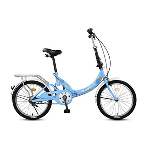 Folding Bike : Folding Bikes Bicycle shock absorption speed city car adult men and women bicycle 6 files (Color : Blue, Size : 158 * 60 * 115cm)