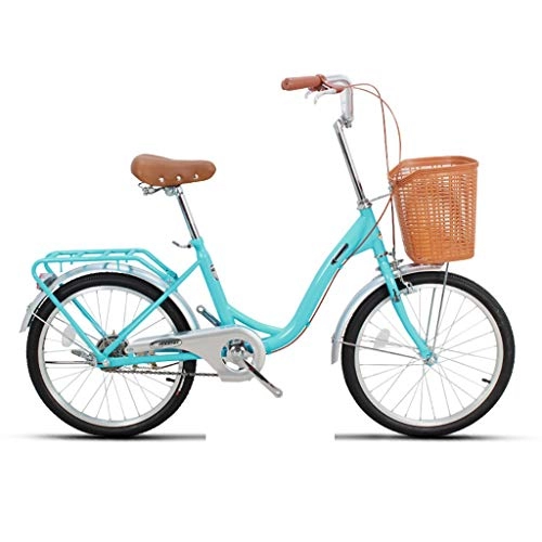 Folding Bike : Folding Bikes Bicycle Unisex 20 Inch Single Speed Portable Bicycle Portable City Cycling Bicycle (Color : Blue, Size : 116 * 22 * 64cm)