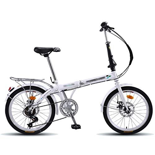 Folding Bike : Folding Bikes Bicycles Foldable Sports Bikes 20-inch Adult Stable Bikes Portable Variable Speed Small Wheel Bicycles (Color : White, Size : 149 * 10 * 111cm)
