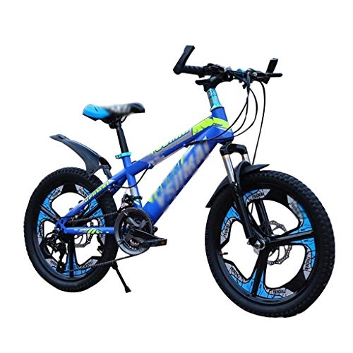 Folding Bike : Folding Bikes Children's Bicycle Student 20 Inch One Wheel Bicycle Double Disc Brake Shock 21 Speed Shift Mountain Bike Spring And Summer Travel Car (Color : Blue, Size : 20inches)