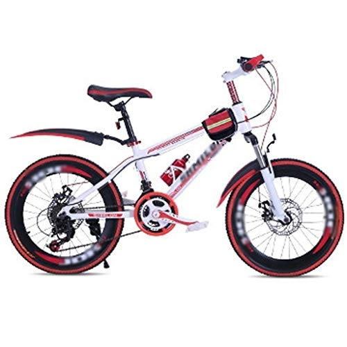 Folding Bike : Folding Bikes Children's Mountain Bike Spring And Summer Wagon 20 Inch Adult Disc Brakes Speed Racing Student Mountain Bike 7 / 21 / 24 Speed (Color : Red+white, Size : 7 speed)