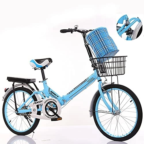 Folding Bike : Folding Bikes, Comfortable Mobile Portable Compact Lightweight Folding Bicycle Adult Student Lightweight Bike, Blue, 20 inches