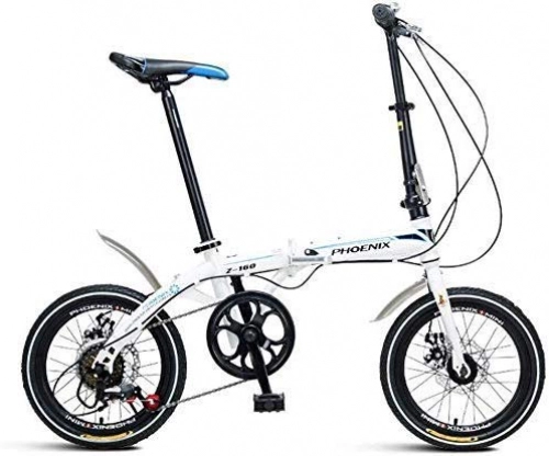 Folding Bike : Folding Bikes Folding Bicycle 16 Inch Bicycle Lightweight Adult Men And Women Outdoor Folding Bicycle (Color: White, Size: 130 * 30 * 83cm)