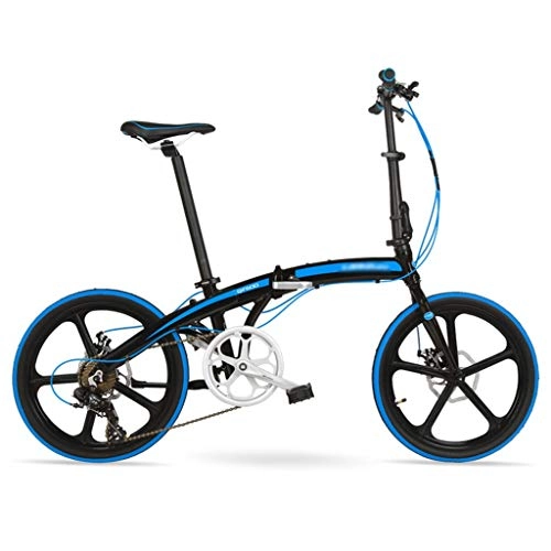 Folding Bike : Folding Bikes Folding Bicycle 20 Inch Ultra Light Aluminum Alloy Shift Portable Men And Women Bicycle Student Leisure Light Bicycle One Wheel (Color : Blue, Size : 20inches)