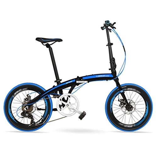 Folding Bike : Folding Bikes Folding Bicycle 20 Inch Ultra Light Aluminum Alloy Shift Small Lightweight Men And Women Bicycle Student Leisure Light Bicycle (Color : Blue, Size : 20inches)