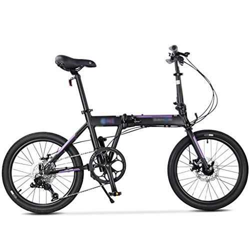 Folding Bike : Folding Bikes Folding Bicycle 20 Inch Ultra Light Speed 9 Speed Student Men And Women Bicycle Outdoor Leisure Cycling Bicycle (Color : Black, Size : 20inches)