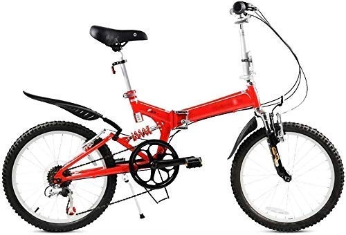 Folding Bike : Folding Bikes Folding Bicycle Folding Mountain Bike Double Shock-absorbing Bicycle Male And Female Students Folding Bicycle 20 Inch, 6-speed