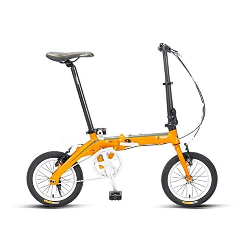 Folding Bike : Folding Bikes Sports bicycle portable bicycle without installation folding storage adult children bicycle 14 inch sports bicycle (Color : Orange, Size : 115 * 10 * 96cm)