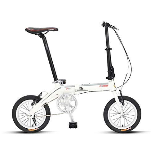 Folding Bike : Folding Bikes Sports bicycle portable bicycle without installation folding storage adult children bicycle 14 inch sports bicycle (Color : White, Size : 115 * 10 * 96cm)