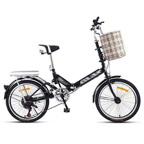 Folding Bike : Folding Bikes Sports Bike Foldable Sports Bike Portable Small Wheel Bike Ultra Light Adult Bicycle with Variable Speed (Color : Black, Size : 155 * 10 * 114cm)