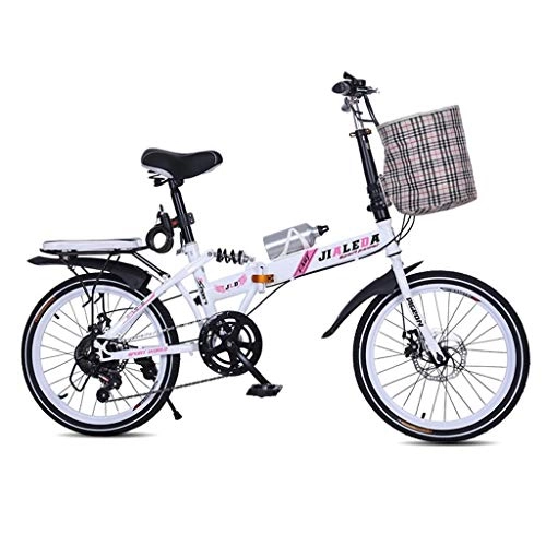 Folding Bike : Folding Bikes Variable Speed Folding Bicycle Adult Student Ultra Light Bicycle Portable Damping Mountain Bike Men And Women Type Mini Mountain Bike 20inches (Color : Pink, Size : 20inches)