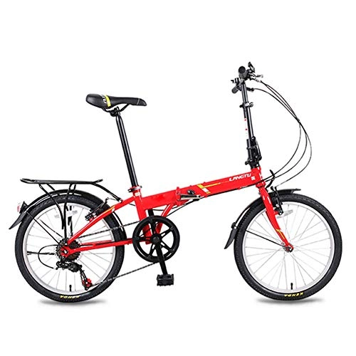 Folding Bike : Folding Carrier Bicycle 20" Bike- 7-speed City V-brake Adult Student Portable Bicycle Your Good Helper With basket