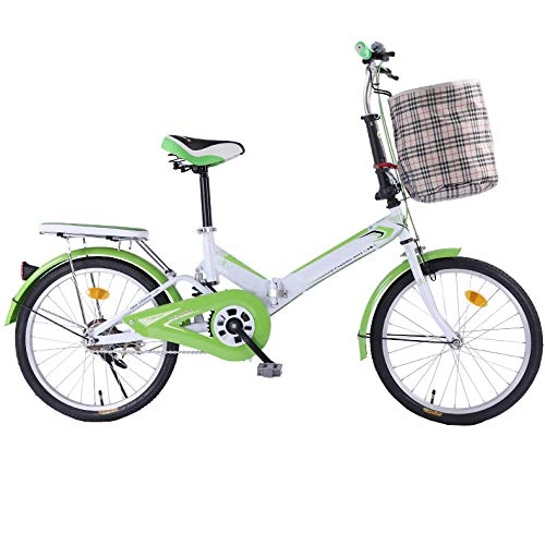 Folding Bike : Folding City bicycle, Compact Foldable Bike - 20 inch Gears Man, Woman, Child One Size Fits All Mountain Bike fully assembled, green