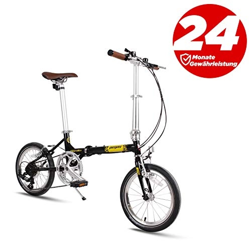 Folding Bike : Folding City Bike for Men and Ladies - 16" Fold up Bicycle - Lightweight 12 kg - 7 Speed shimano