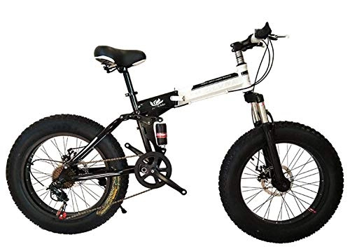 Folding Bike : Folding Fat Tire Bike, 21 Speed Variable Speed Ravine Bike, Double Disc Brake Mountain Bike, Full Suspension MTB Bicycle, Unisex Adult Student AQUILA1125 (Color : C)