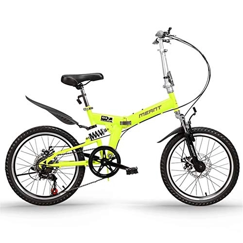 Folding Bike : Folding Mini Bicycles Lightweight For Men Women Ladies Teens Classic Commuter With Adjustable Handlebar & Seat, aluminum Alloy Frame, 7 speed 20 Inch Wheels (Color : Green, Size : 20in)
