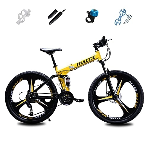 Folding Bike : Folding Mountain Bike, 24 / 26 Inch City Bicycle for Adults, High Carbon Steel Frame, 21 Speed, Shock Absorption, Safety Dual Disc Brakes System, BMX Bikes for Men Women Teens Student
