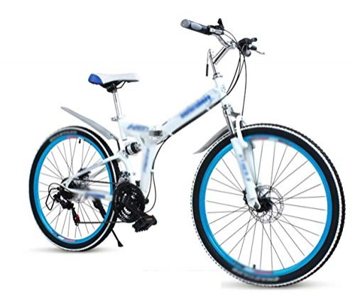 Folding Bike : Folding Mountain Bike, 24Inch 21-speed Double Disc Brake Double Shock-absorbing Bicycle, Student Adult Bicycle Off-road Racing Touring Bike, Front and Rear Double Shock Absorption / Free Installation 8