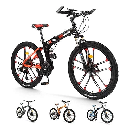 Folding Bike : Folding Mountain Bike 26 Inch Outdoor Bike 24 Speed Full Shock Absorber Mountain Bike Sports Men And Women Adult Commuter Anti-Skid Bicycle (Color : Red) fengong (Color : Red)