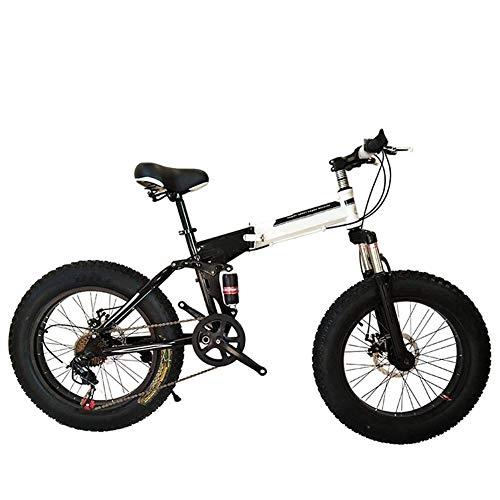 Folding Bike : Folding Mountain Bike, 27 Speeds Lightweight Iron Frame Dual Suspension with Anti-Skid And Wear-Resistant Tire Dual Disc Brake Bicycle, 20inches