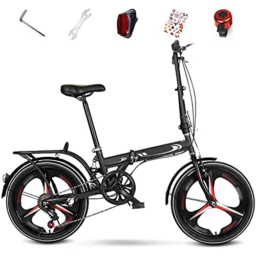 Folding Bike : Folding Mountain Bike, 6-speed Unisex Adult Bike, 20-inch Off-road Mountain Bike, Foldable Commuter Bike (Color : Black)