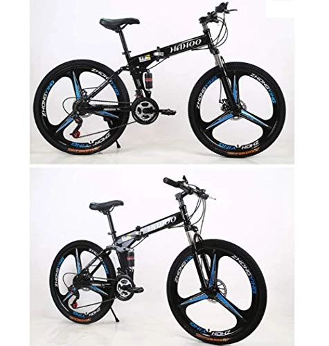 Folding Bike : Folding Mountain Bike Bicycle 20-26 Inch Male And Female Student Variable Speed Double Disc Brake Adult Bicycle Integrated Wheel, C, 20inches