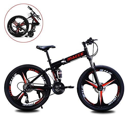 Folding Bike : Folding Mountain Bike Bicycle 24in / 26in Mtb Bicycle with 6 Cutter Wheel 21 / 24 / 27 Variable Speed Double Shock Absorption Foldable Frame Man Woman General Purpose